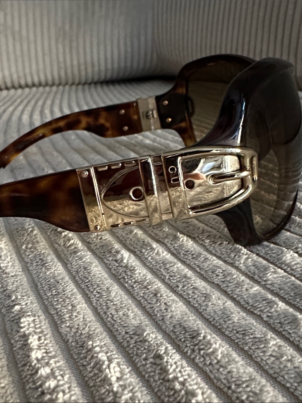 Rare GUCCI Tortoise Oversized Sunglasses with Gold Buckle Detail